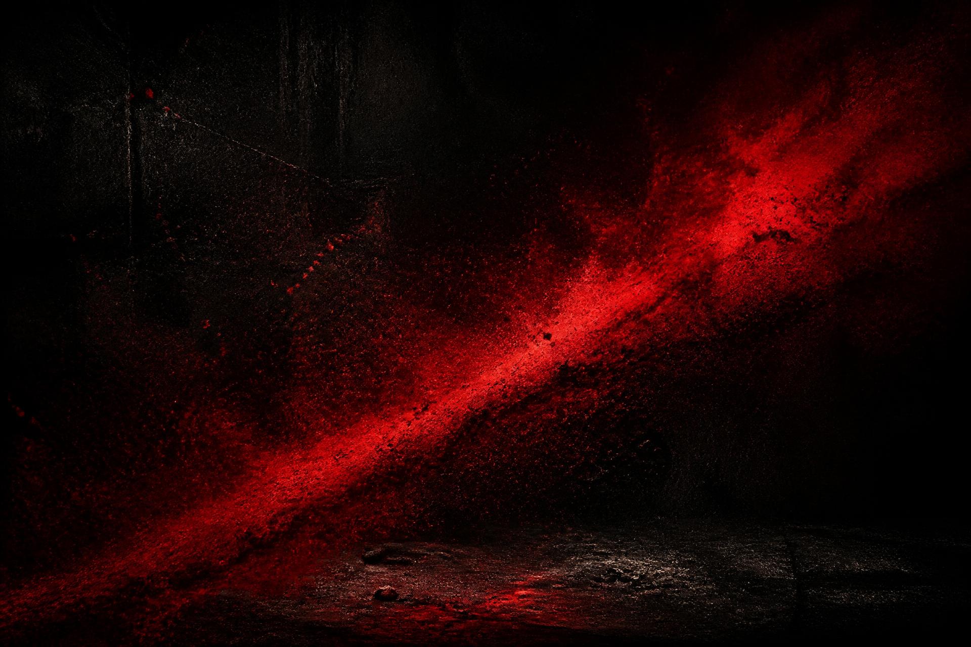 Textura abstrata escura com um rastro de luz vermelha e poeira de giz